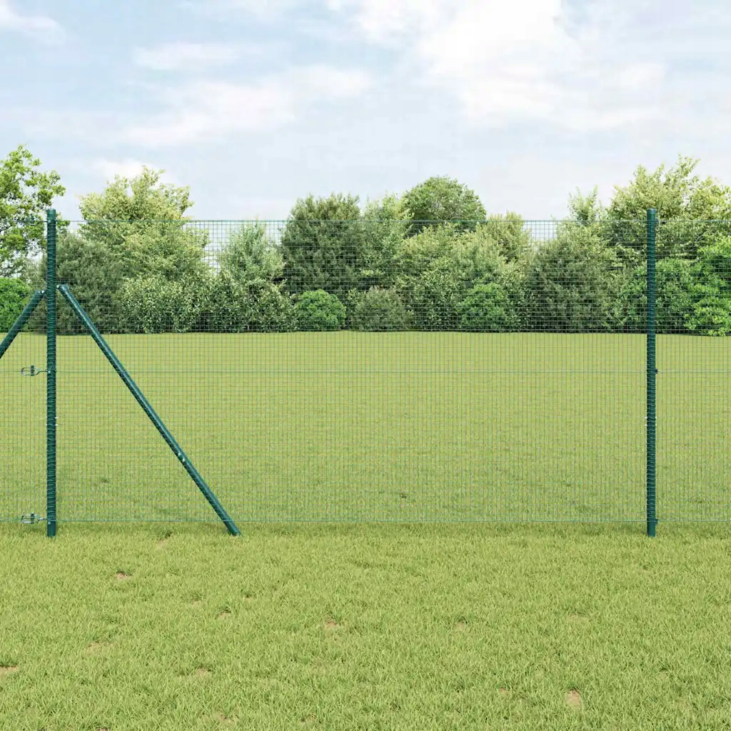vidaXL Plotový sloupek. Zelená 10 x 1 m (16 x 16 mm síť) Ocel