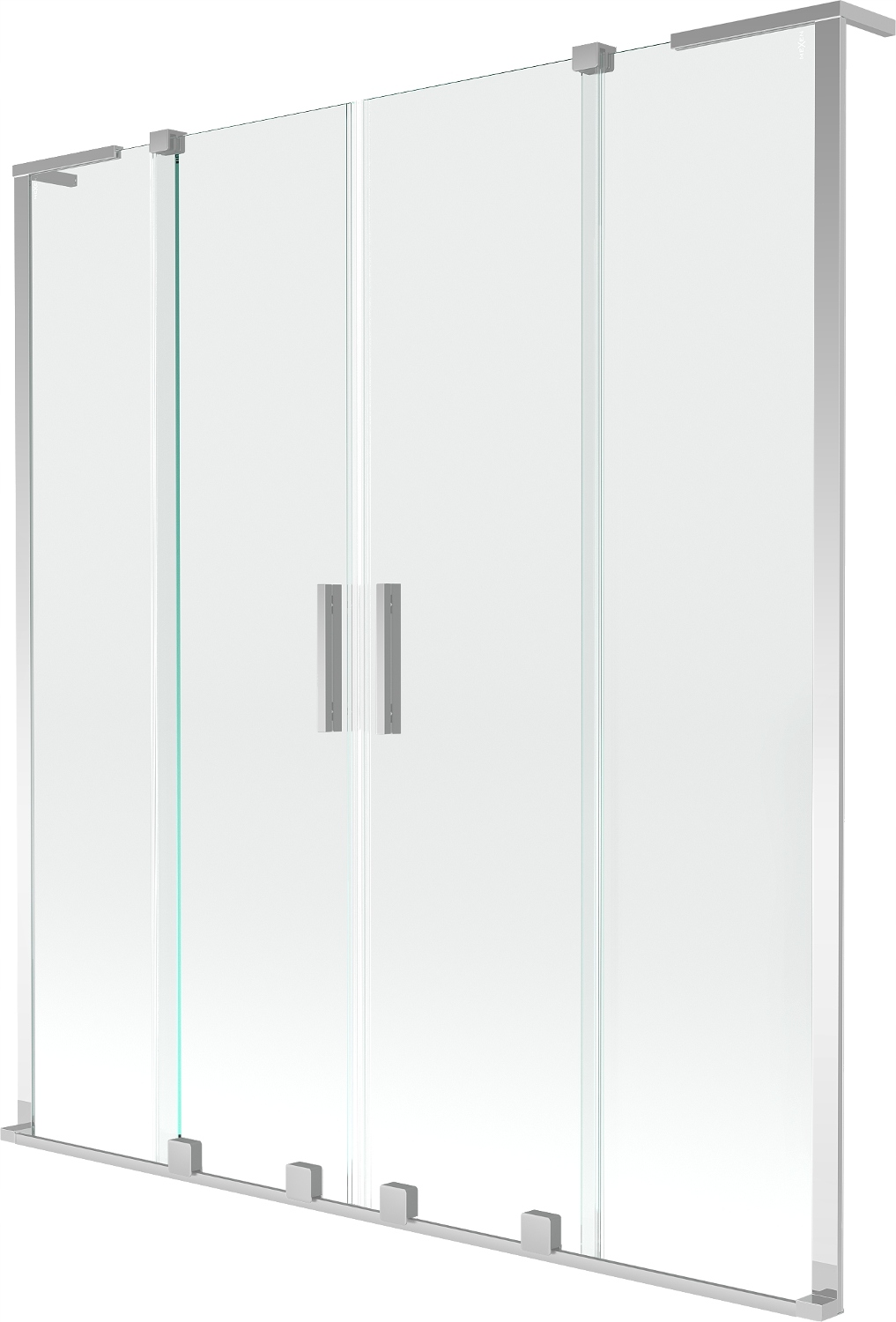 Mexen Velar L Dvojitý paravan, posuvný, 160x150 cm, čirý/chrom