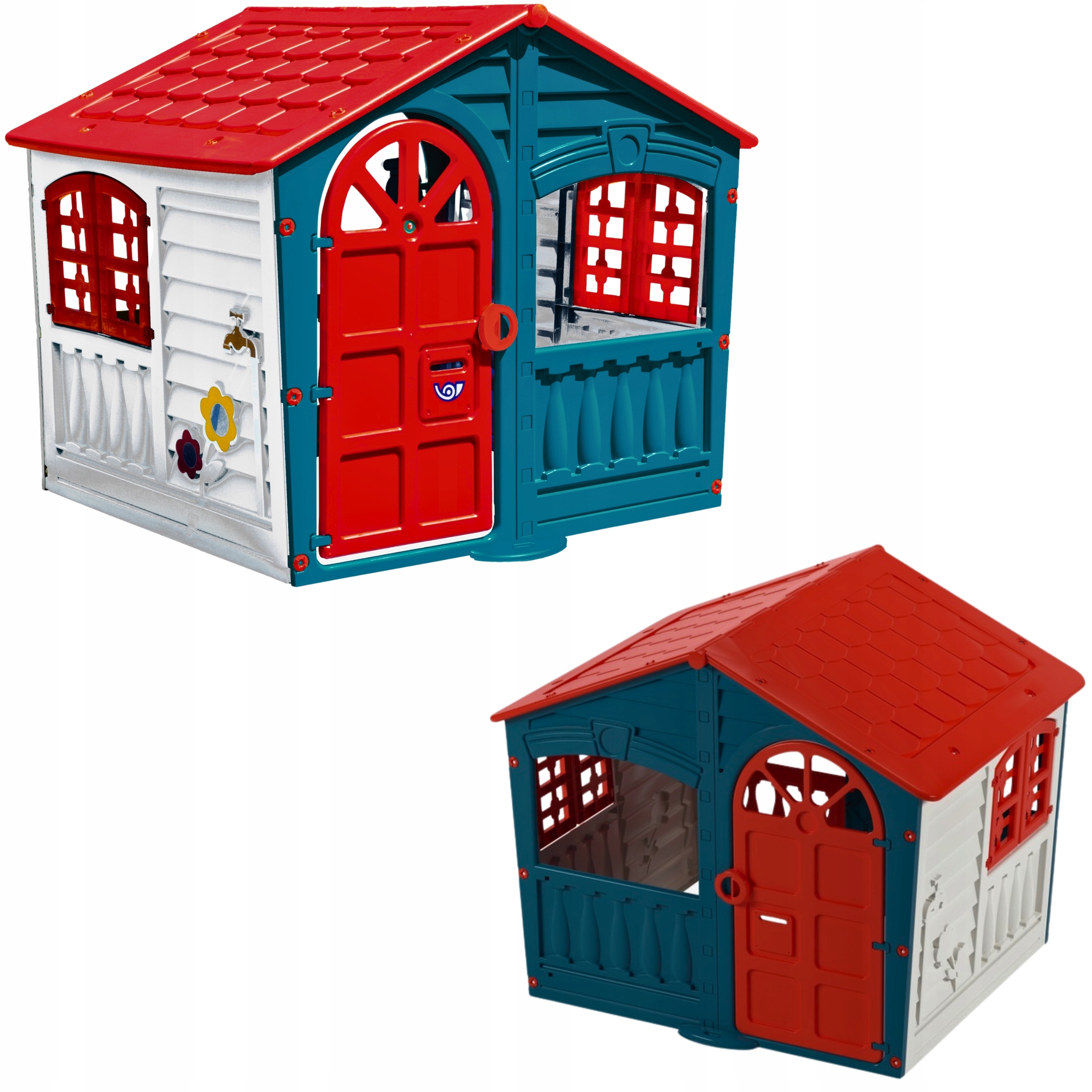 Zahradní domek Barevný Velký XXL pro děti s okny Modrobílý