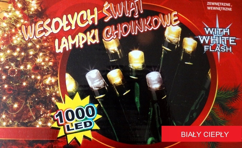 

Lampki Choinkowe 1000 Flash Białe Ciepłe Z Fleszem