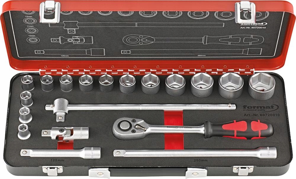 Sada vymeniteľných koncoviek nástrčného kľúča 1/2" 19-dielna Format