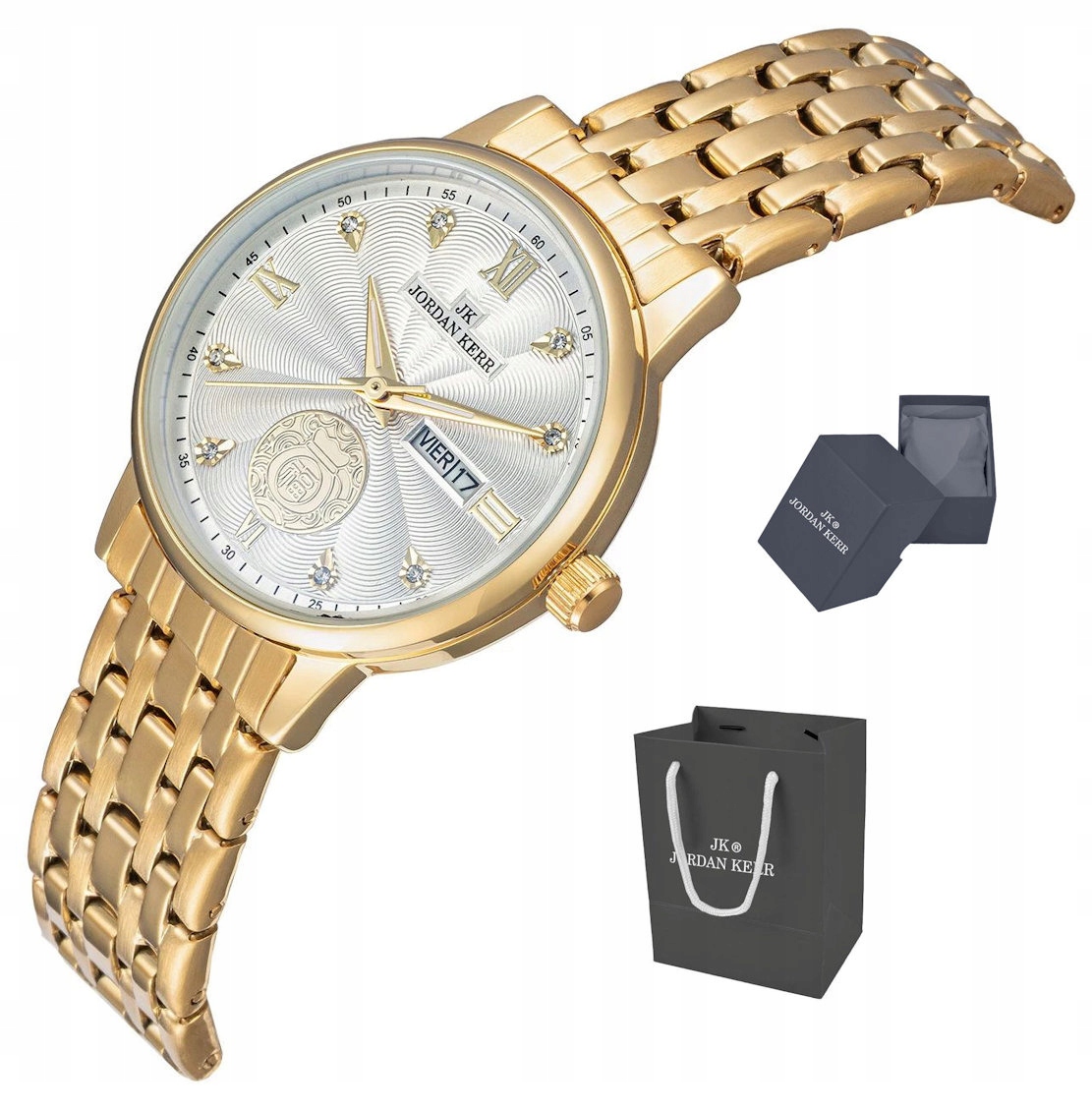 Dámské Elegantní Zlaté Hodinky Jordan Kerr S Datumovkou L1071 Ipg St 30 mm