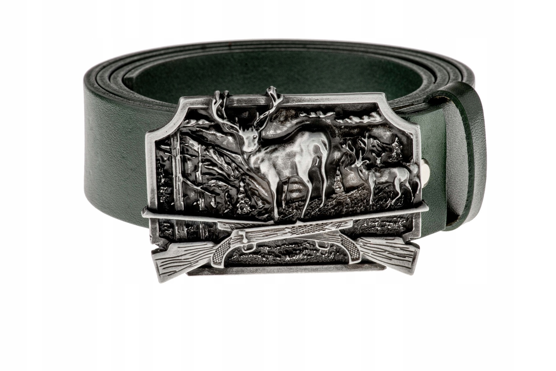 Kožený opasek Bór Hunter Forest Deer on Guns Silver-85