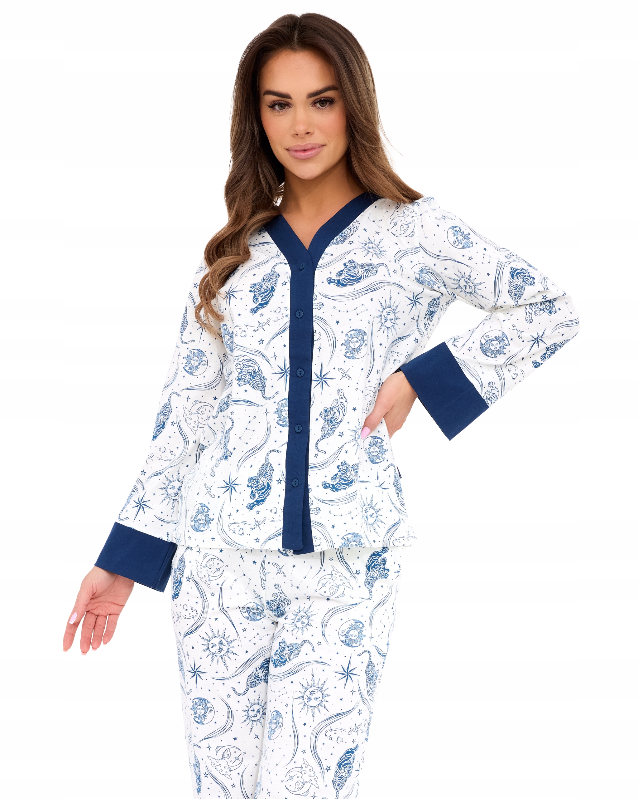 Piżama rozpinana damska Cornette 514/443 Amber r. XL (42) guziki luźna