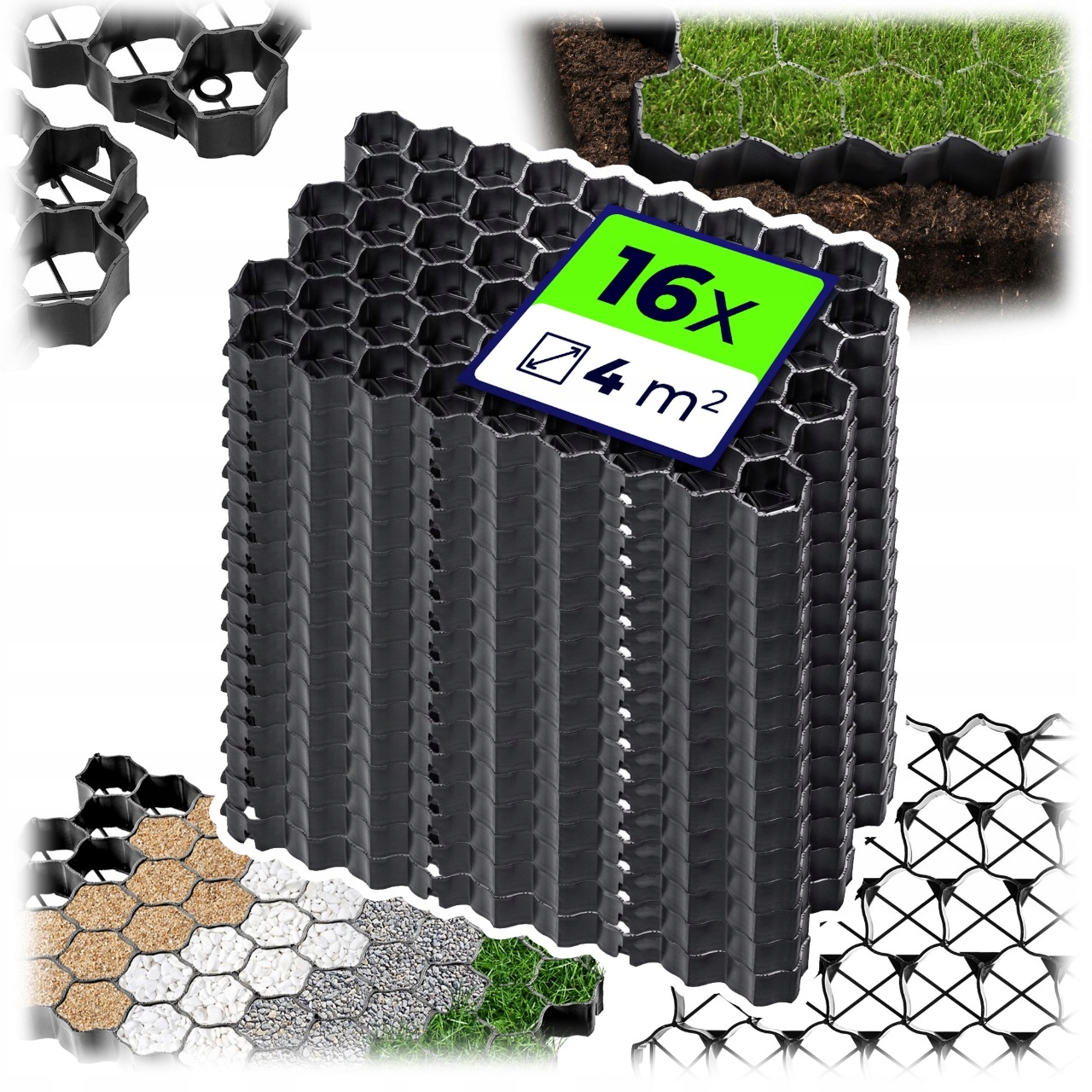 Geokrata Parkovacia Mriežka Travniková 60x40x4 cm 16ks Záhradná 590 TON/m2