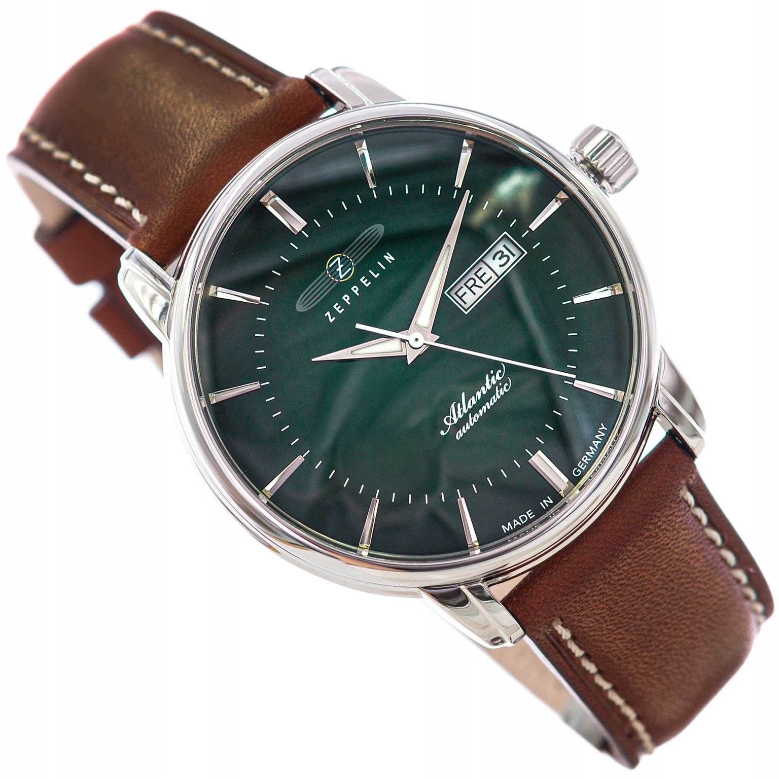 Pánské Hodinky Zeppelin 8466-4 Atlantic Automatic Hnědé Na Řemínku Datumovka