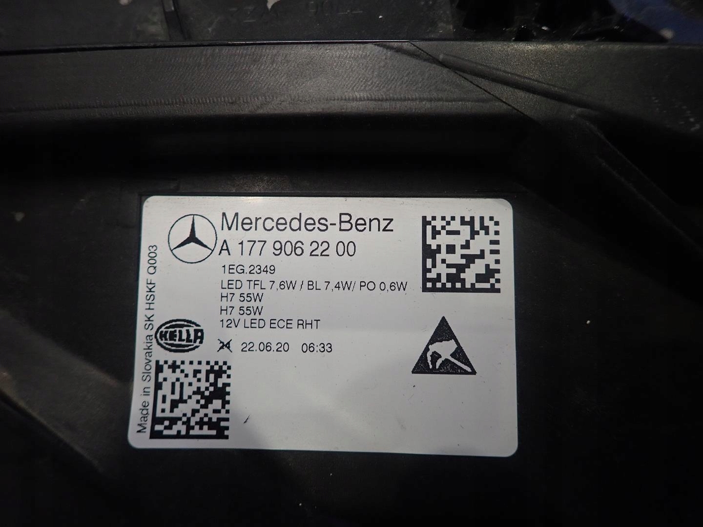 light front right MERCEDES A-KLASA W177 2018