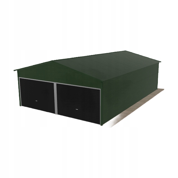 Plechová garáž 6x9 m, dvoupolohová, dvoupolohová, zelená