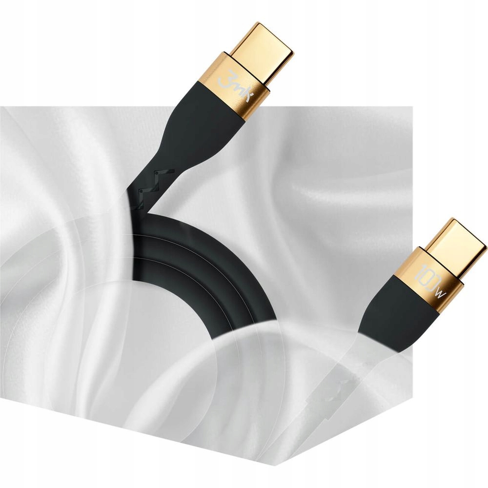 Kabel ładujący USB-C do USB-C, 100W, 2m, 5A, 3mk Kolor czarny