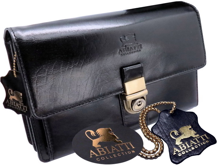 EKSKLUZYWNA SKÓRZANA SASZETKA MĘSKA ABIATTI GRUBA SKÓRA NATURALNA ORGANIZER