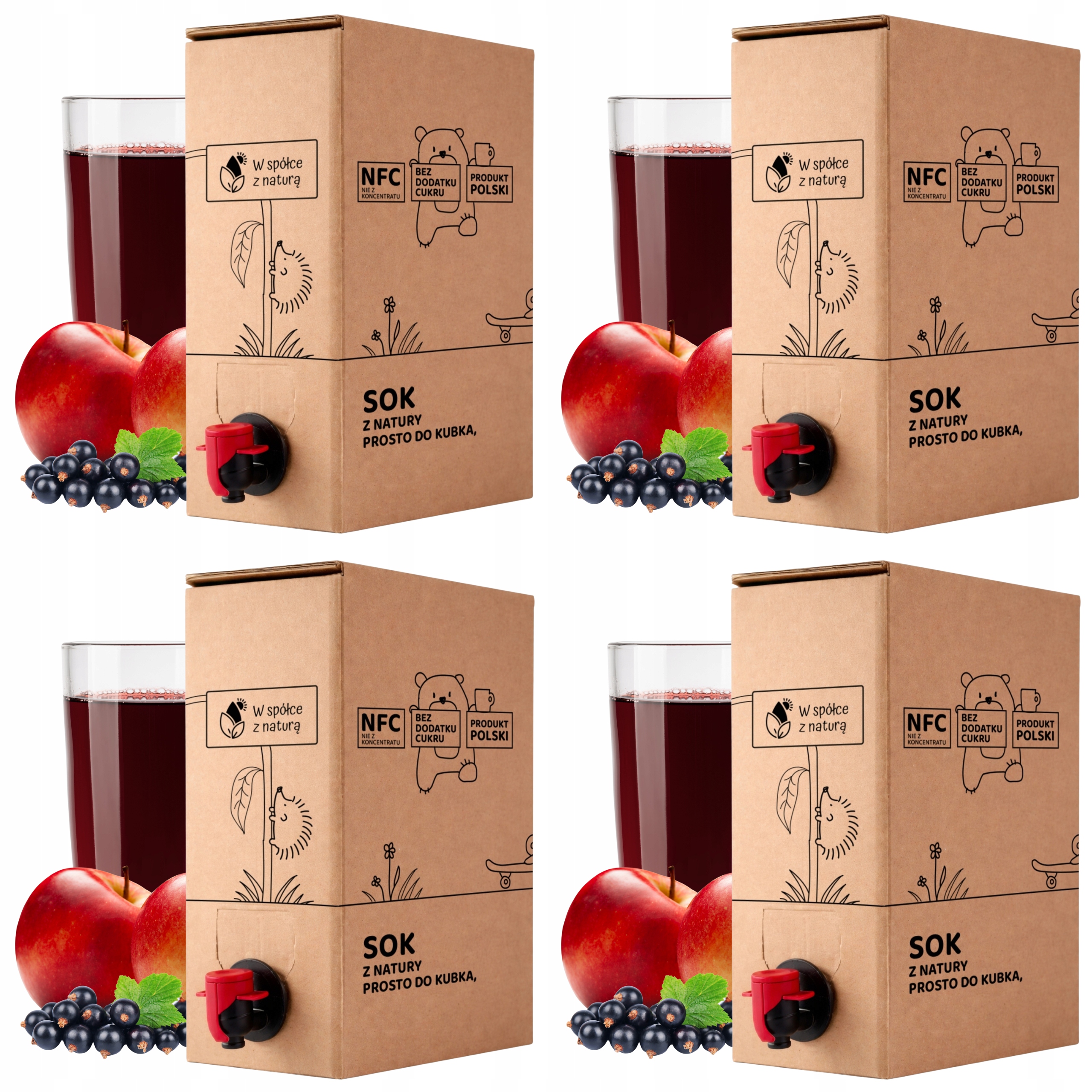 Sok z Jabłek i Czarnej Porzeczki 5l 100% Nfc Jabłko-Czarna Porzeczka zestaw