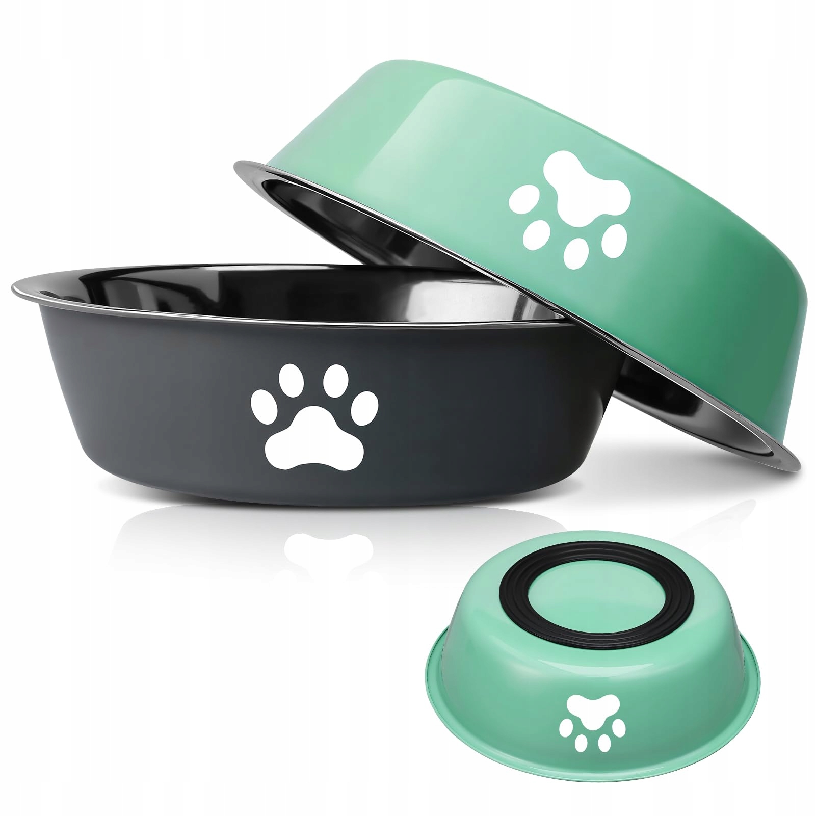 Levně Petbowl Sada 2 misek pro psy a kočky, Nerezová Ocel, Protiskluzové