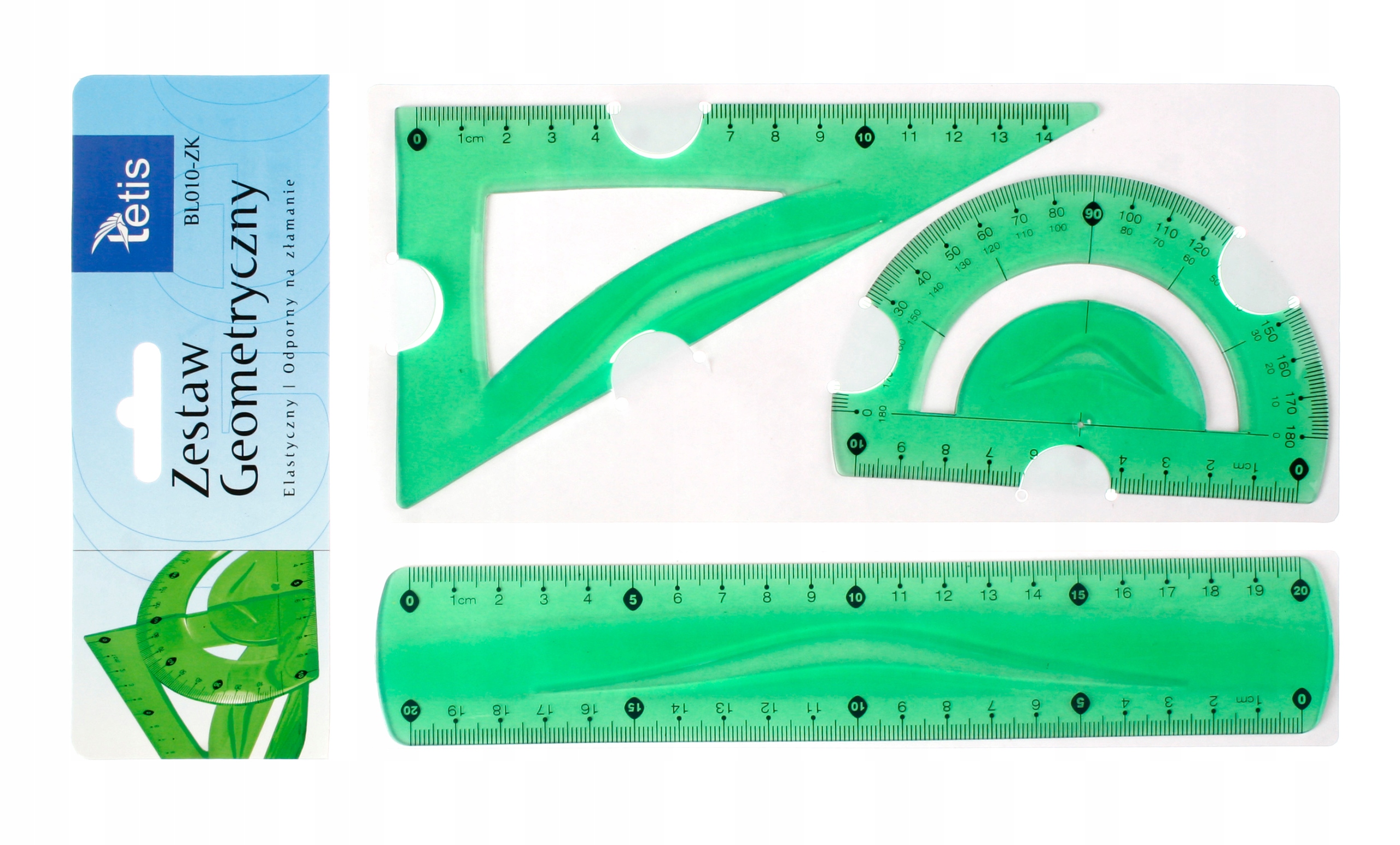 TETIS ZESTAW GEOMETRYCZNY LINIJKA EKIERKA BL010-ZK Kod producenta BL010-ZK