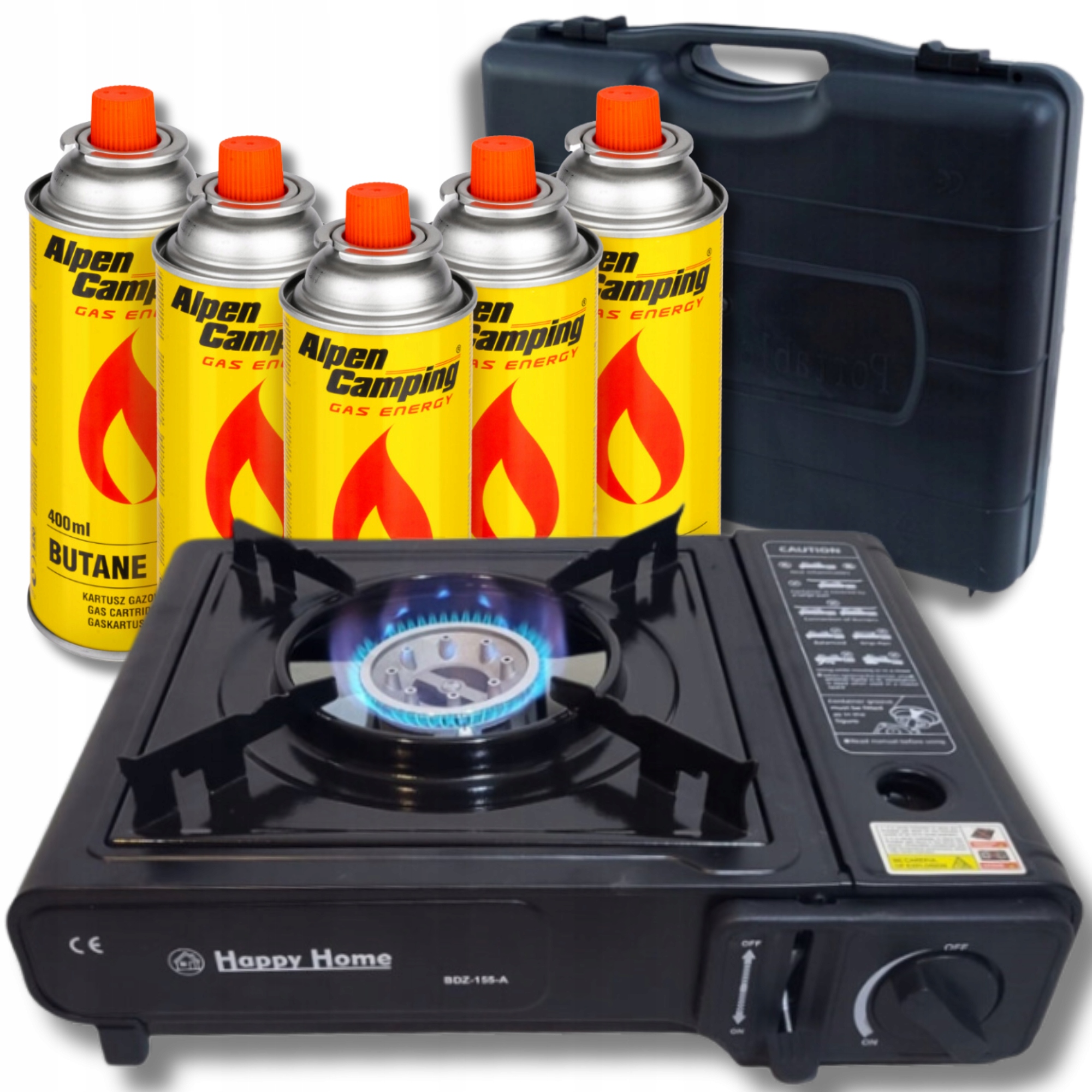 KUCHENKA TURYSTYCZNA GAZOWA CLICKCAST Z WALIZKĄ 5x KARTUSZ GAZOWY KEMPING
