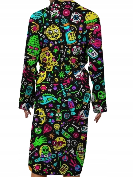 Vtipný Saténový Župan, Barevný Pánský Župan Z Chladného Saténu XXL