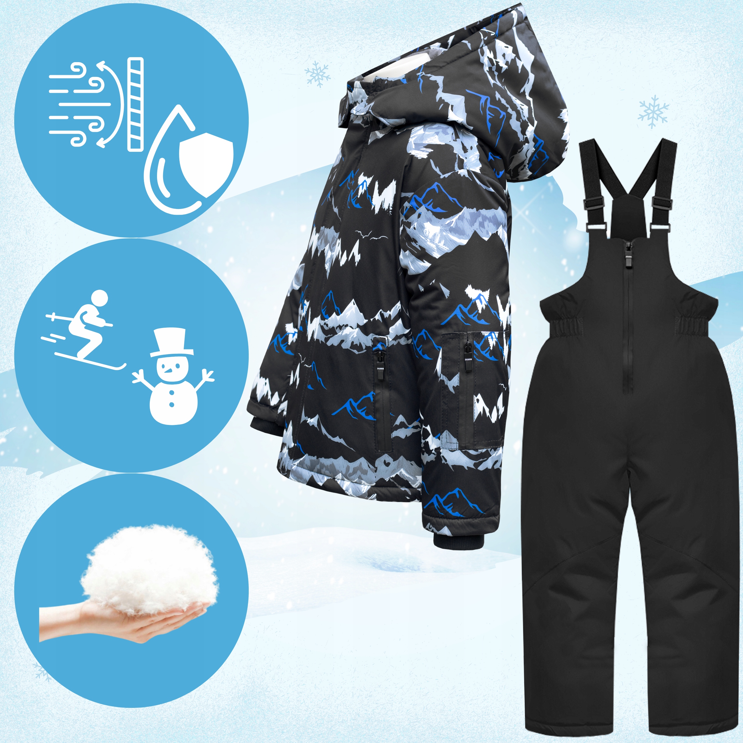 SLIDINĖJIMO KOSTIUMAS Žiemos komplektas 146 Vaikiškas vandeniui atsparus šiltas EAN (GTIN) 5907207790978