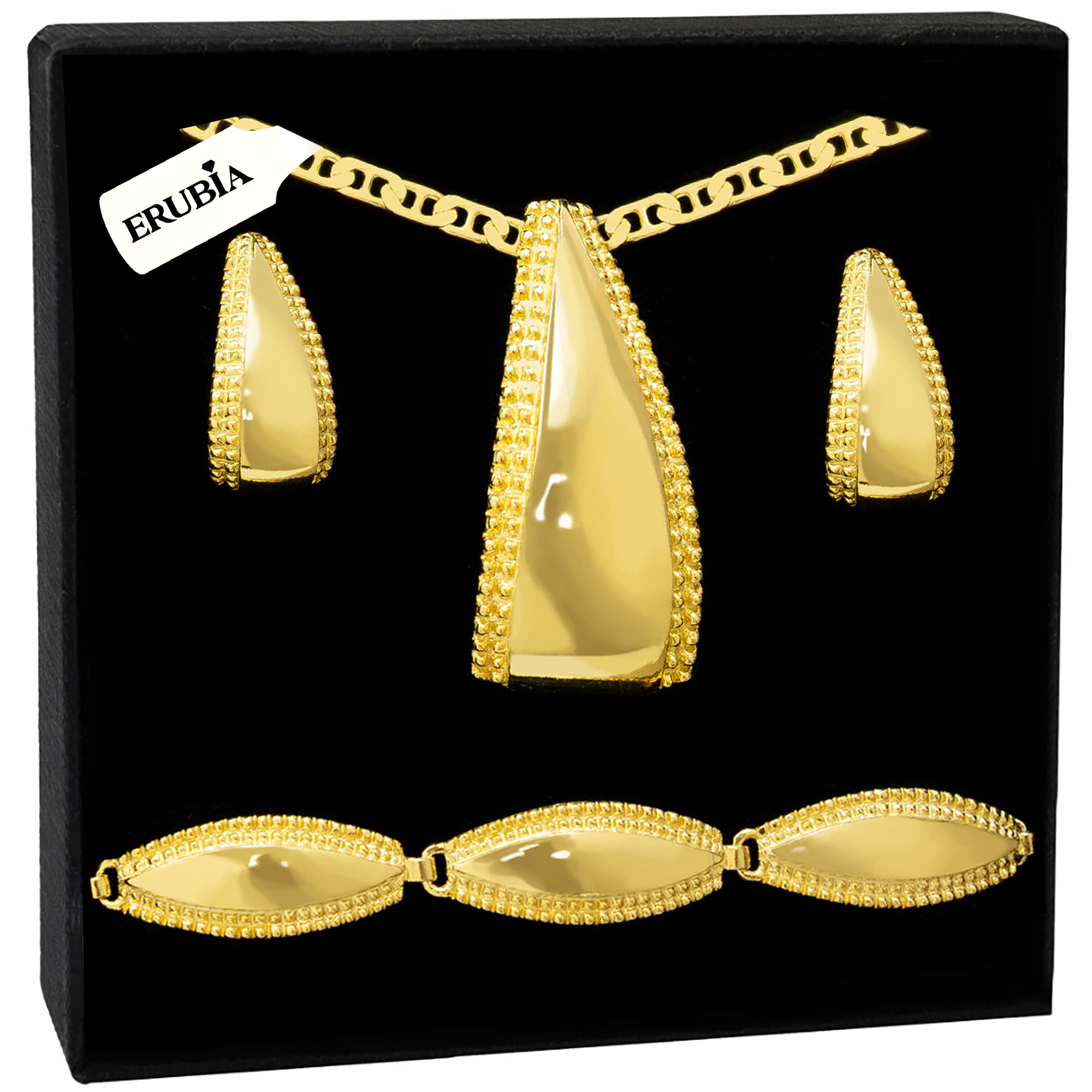 Zlatý Komplet Šperků Dlouhý Náhrdelník 925/585 Náramek Zdobení 60 CM