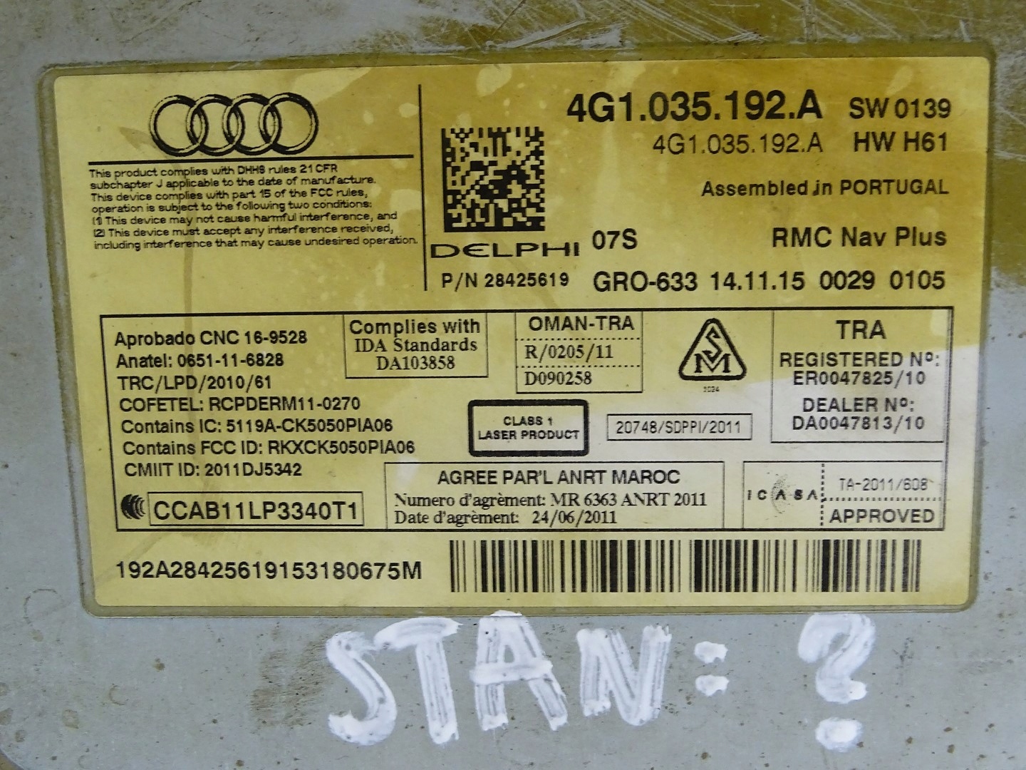 navigation player MMI MULTIMEDIA NAVI AUDI A6 C7 LIFT 4G1035192A