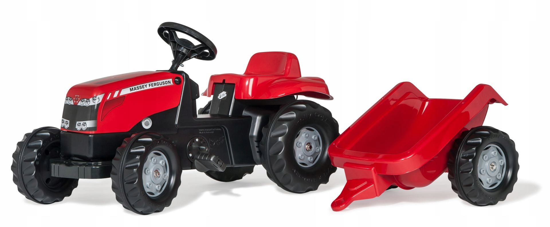 Zabawka RollyToys traktor Massey Ferguson+ naczepa na pedała do piaskownicy