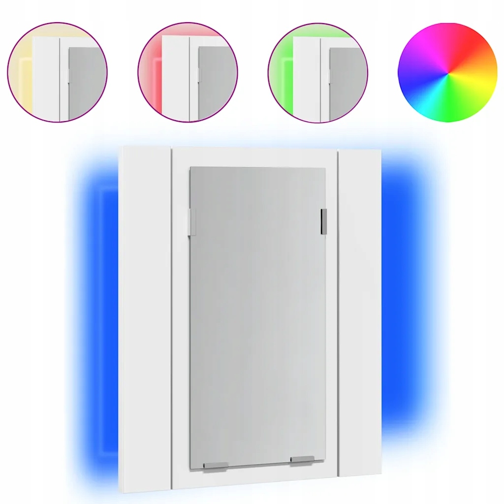 Bílá skříňka se zrcadlem a Rgb Led osvětlením, 40 x 12 x 45 cm