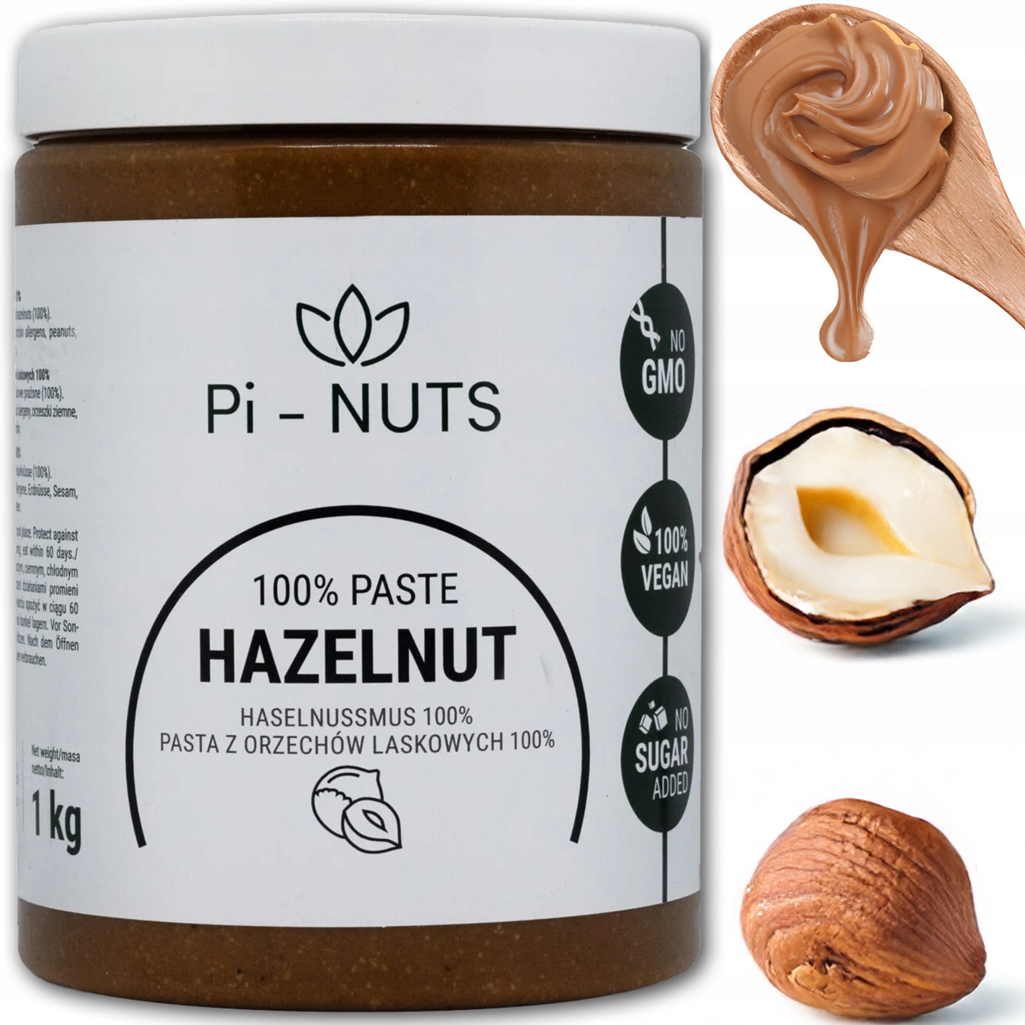 Levně Arašídový Krém 1 kg 100% pasta z lískových oříšků Bez Přidaného Cukru