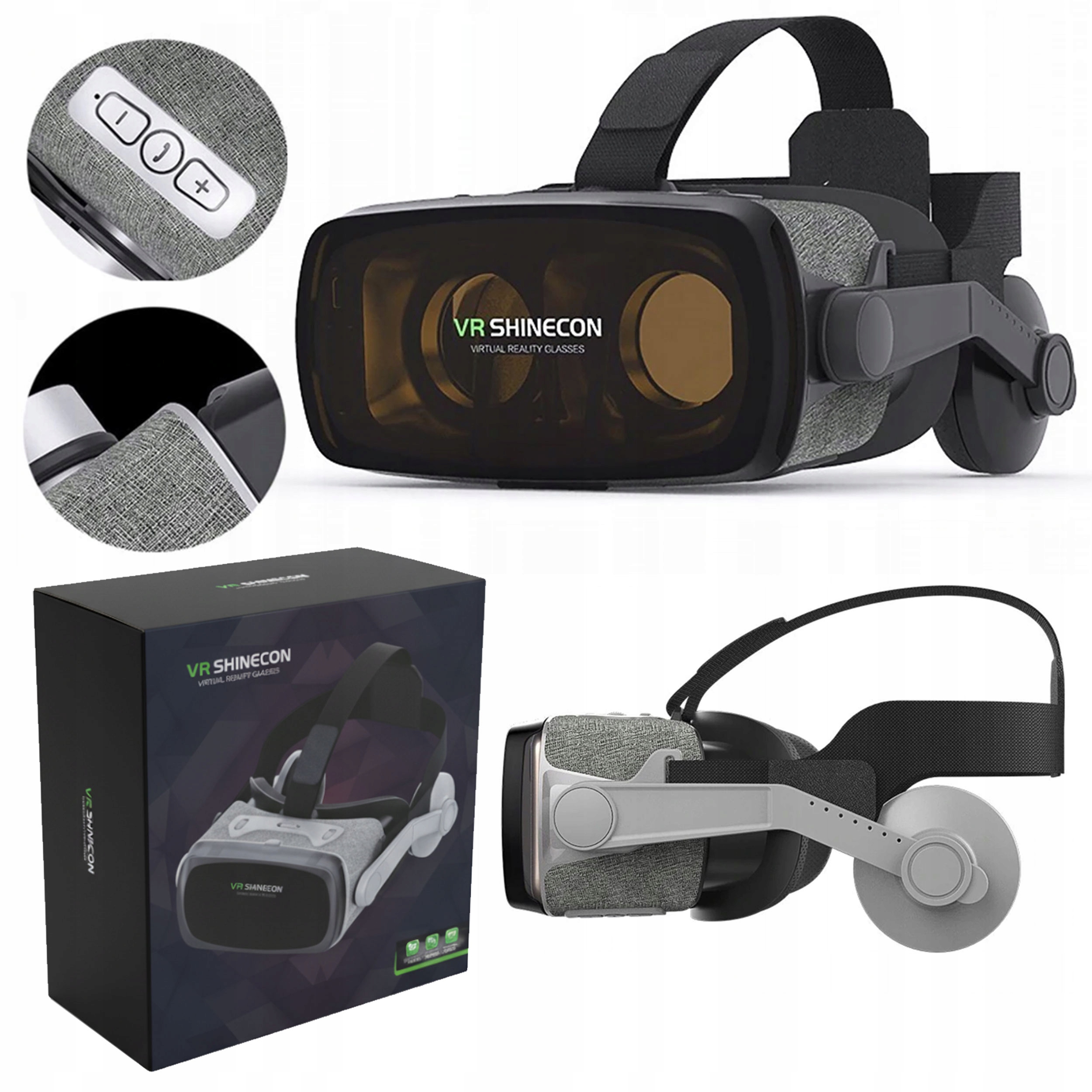 3D Vr Brýle Shinecon G07E sluchátka Bt pro smartphone brýle pro hry s páskem