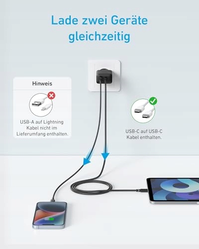 ANKER 20W USB C Ładowarka iPad Szybkie Ładowanie iPhone iPad Kabel 150cm — miniatura 2