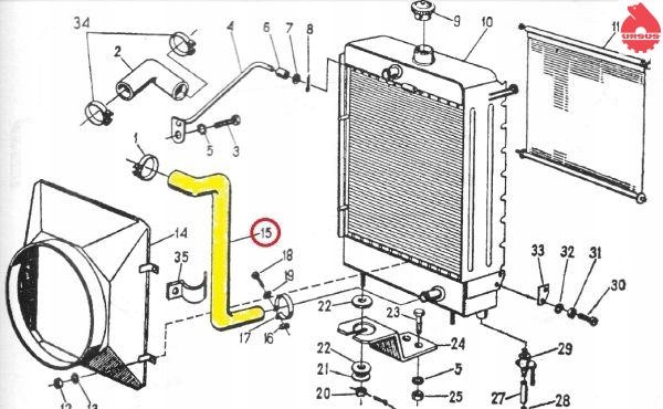 Przewód gumowy dolny chłodnicy C330 ORYGINAŁ URSUS Producent części Ursus
