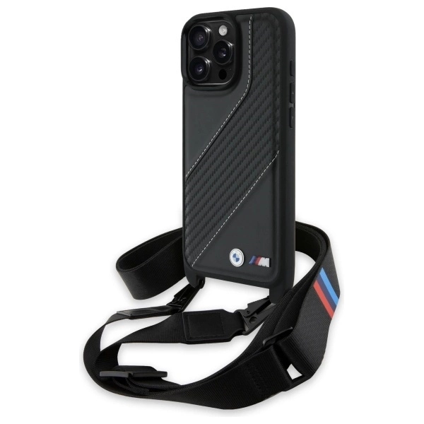 Pouzdro Bmw M Edition Carbon Stripe & Strap pro iPhone 16 Pro Max černé
