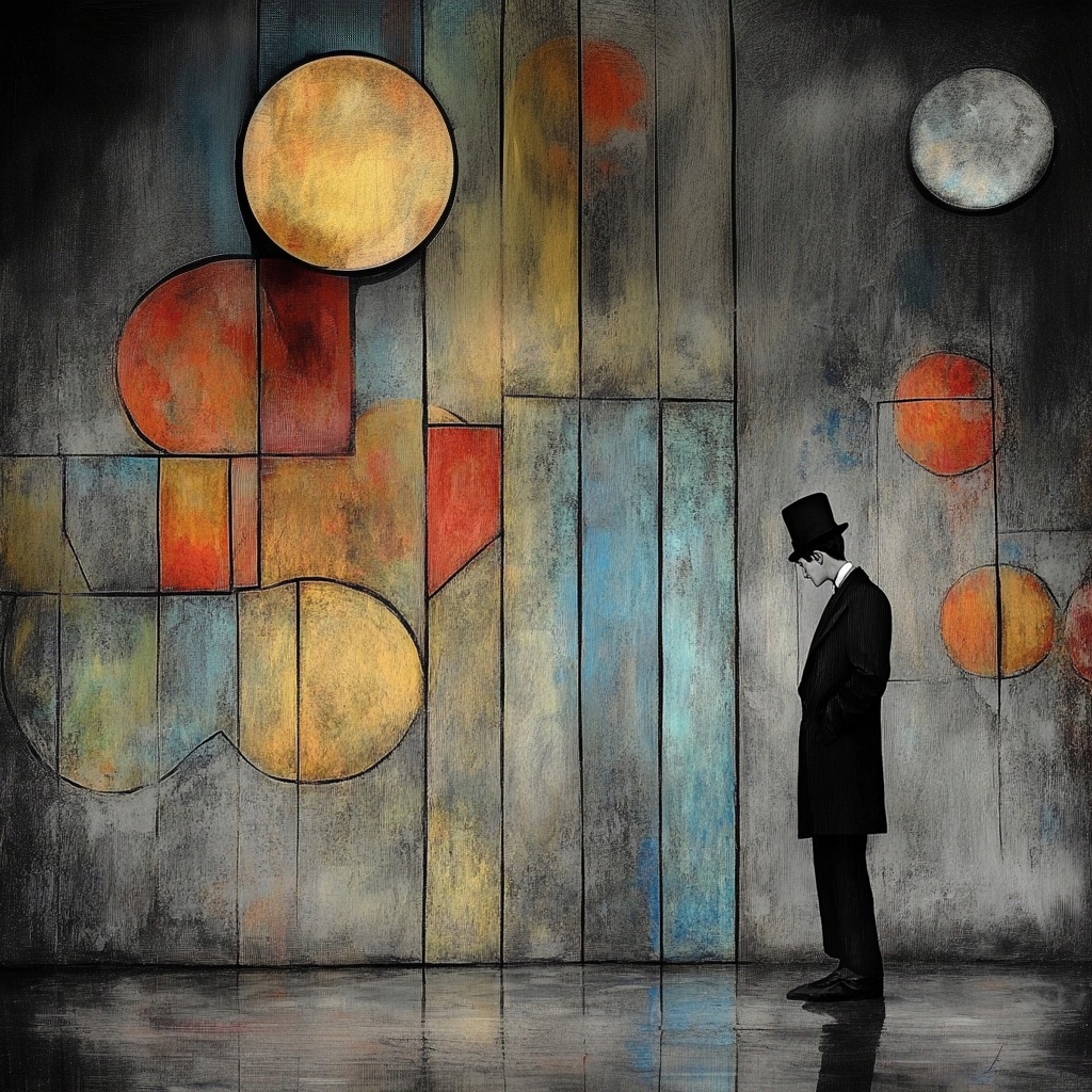 Obraz Na Plátně Canvas Abstrakce Geometrie Muž Válec Myšlenka 80x80