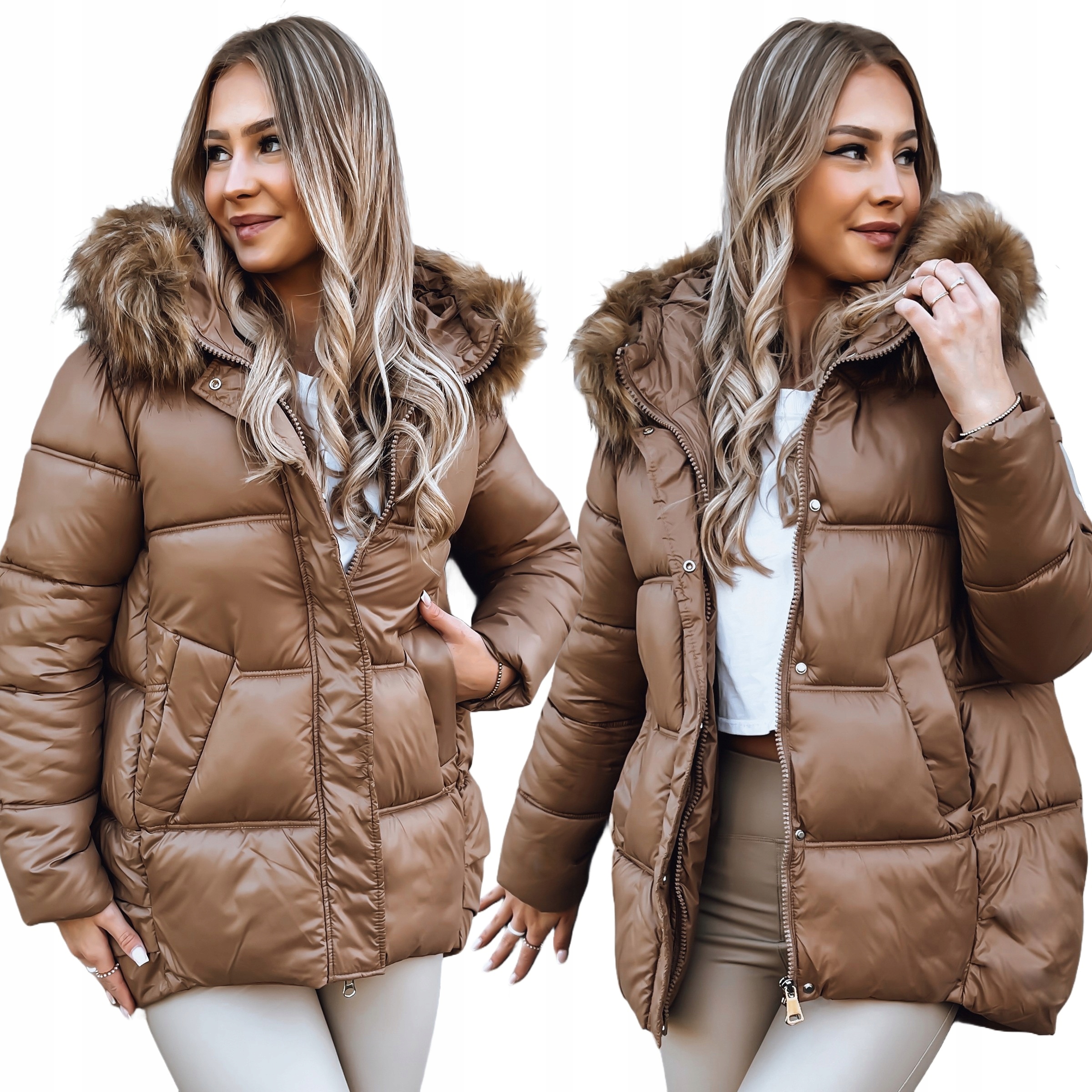 ZIMOWA DAMSKA KURTKA Z KAPTUREM roz. XL