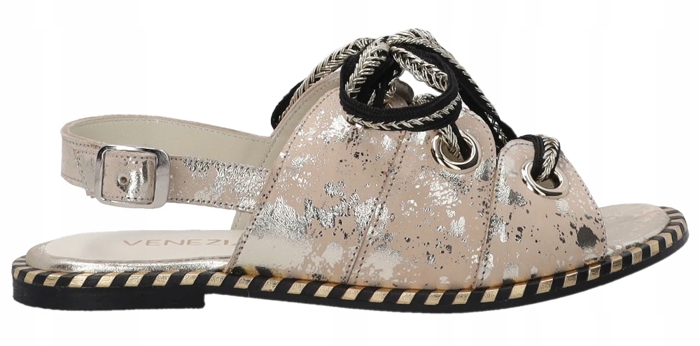 Venezia dámské kožené ploché sandály béžové, zlaté 38