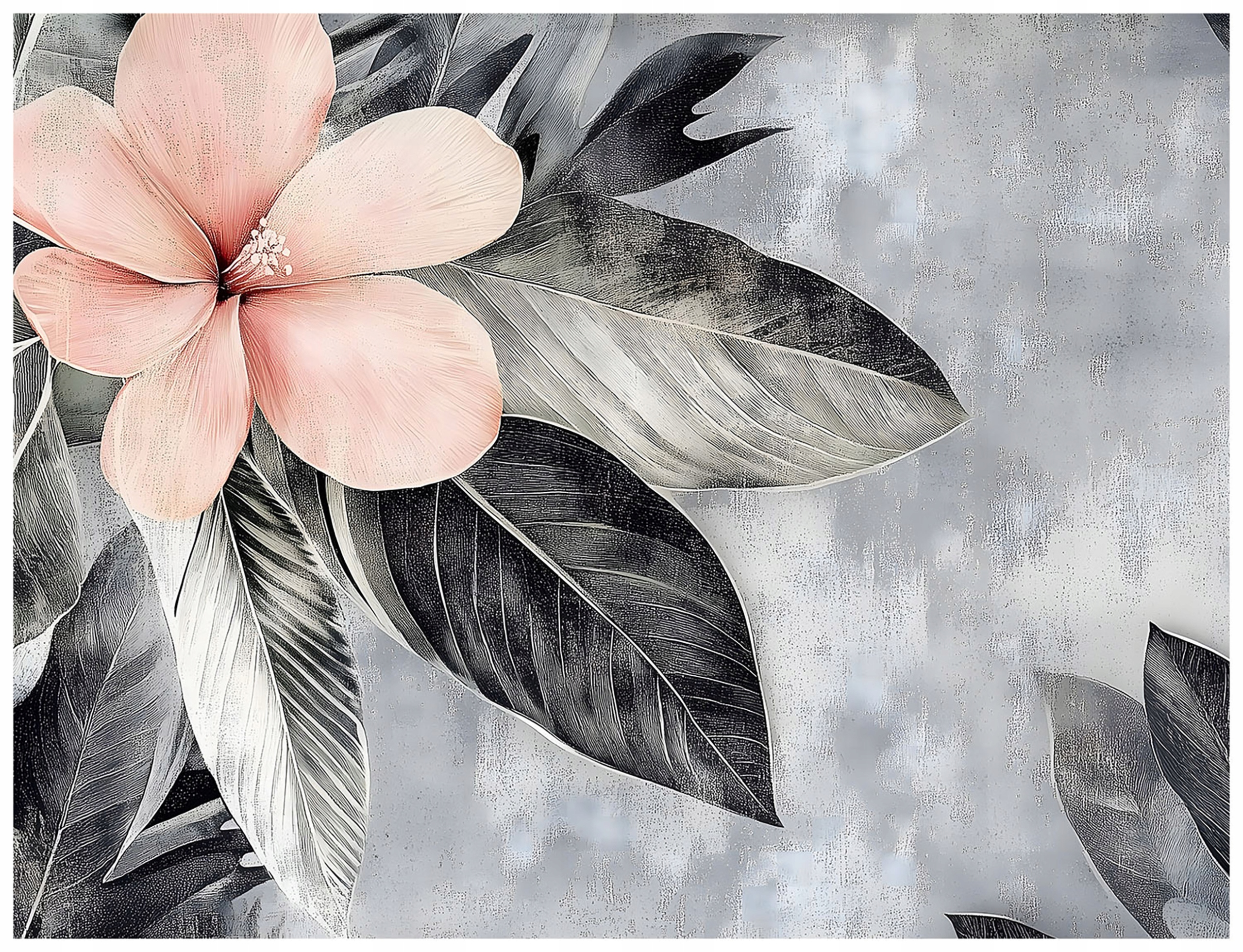 Fototapeta Ružový kvet Šedá Listy Botanika Abstrakcia 400x280 lepidlo
