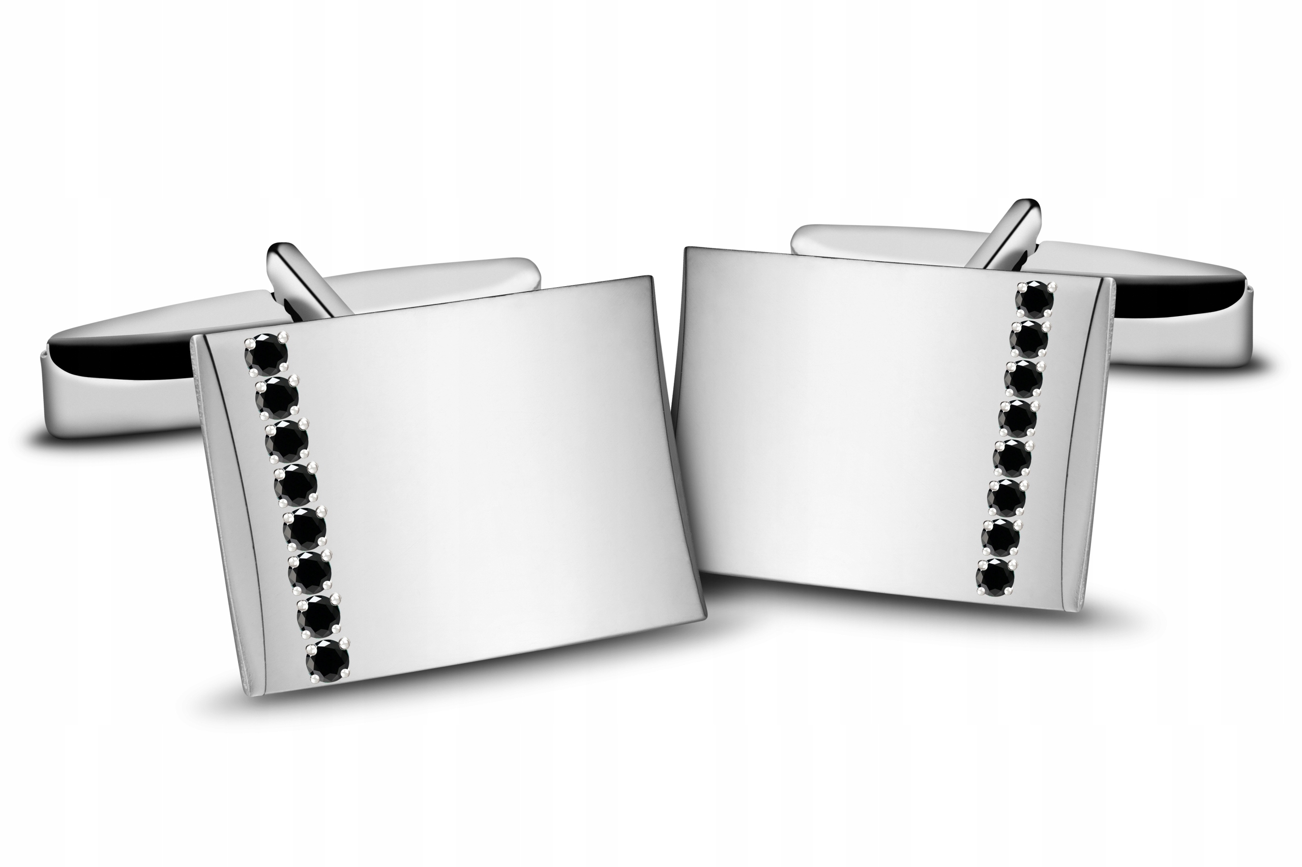 Manžetové knoflíčky s kamínky v černé barvě