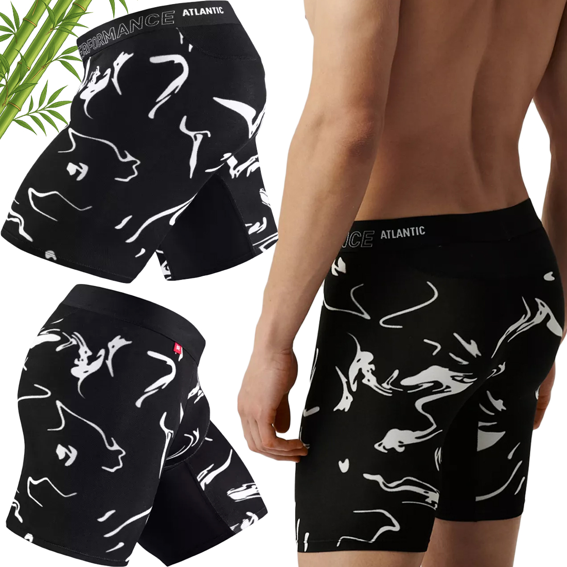 Pánské Boxerky Atlantic sportovní z bambusu, pohodlné, Dlouhé Nohavice XXL