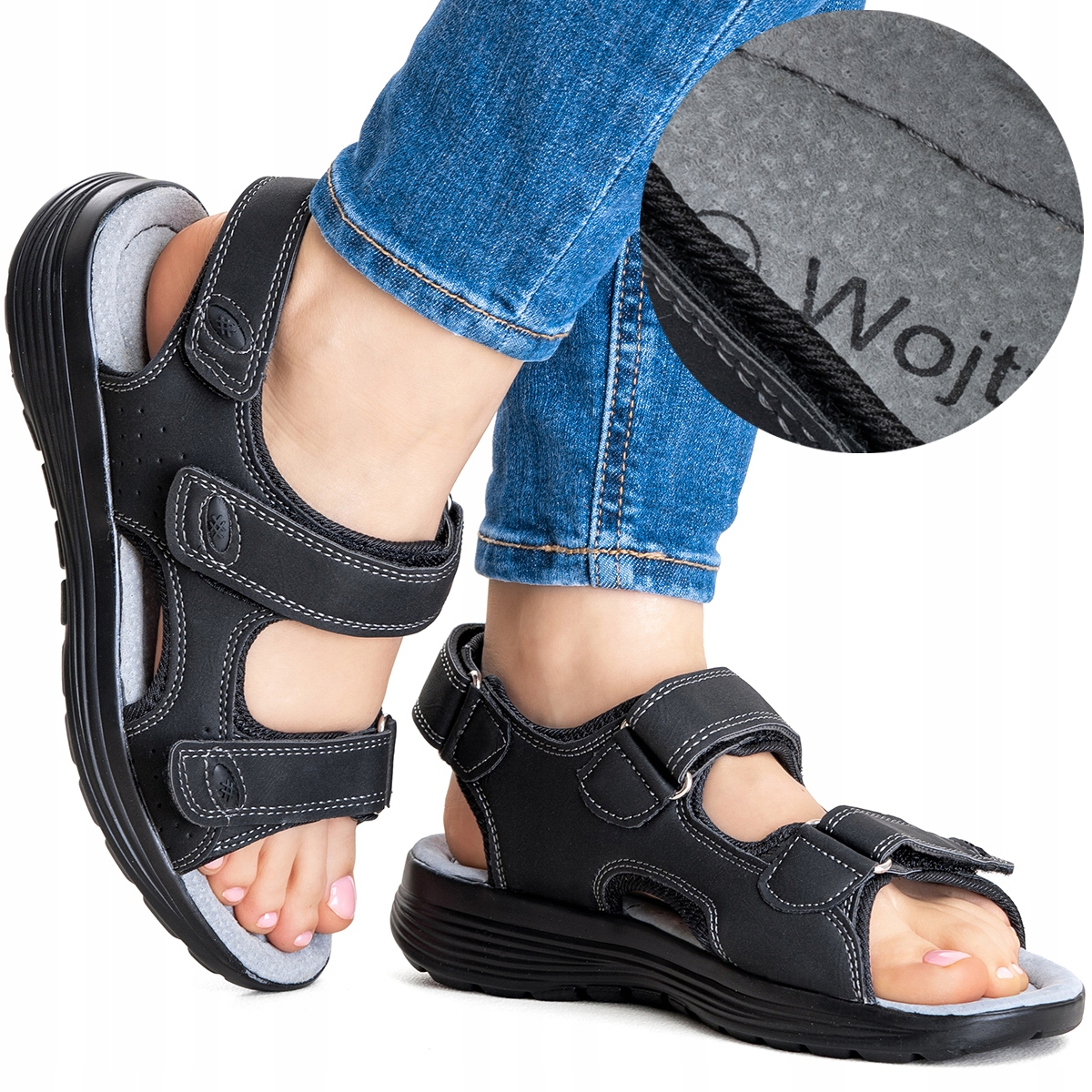 Sportovní sandály vč. kůže pohodlné Stabilní měkké na Suchý Zip Wojtyłko 38