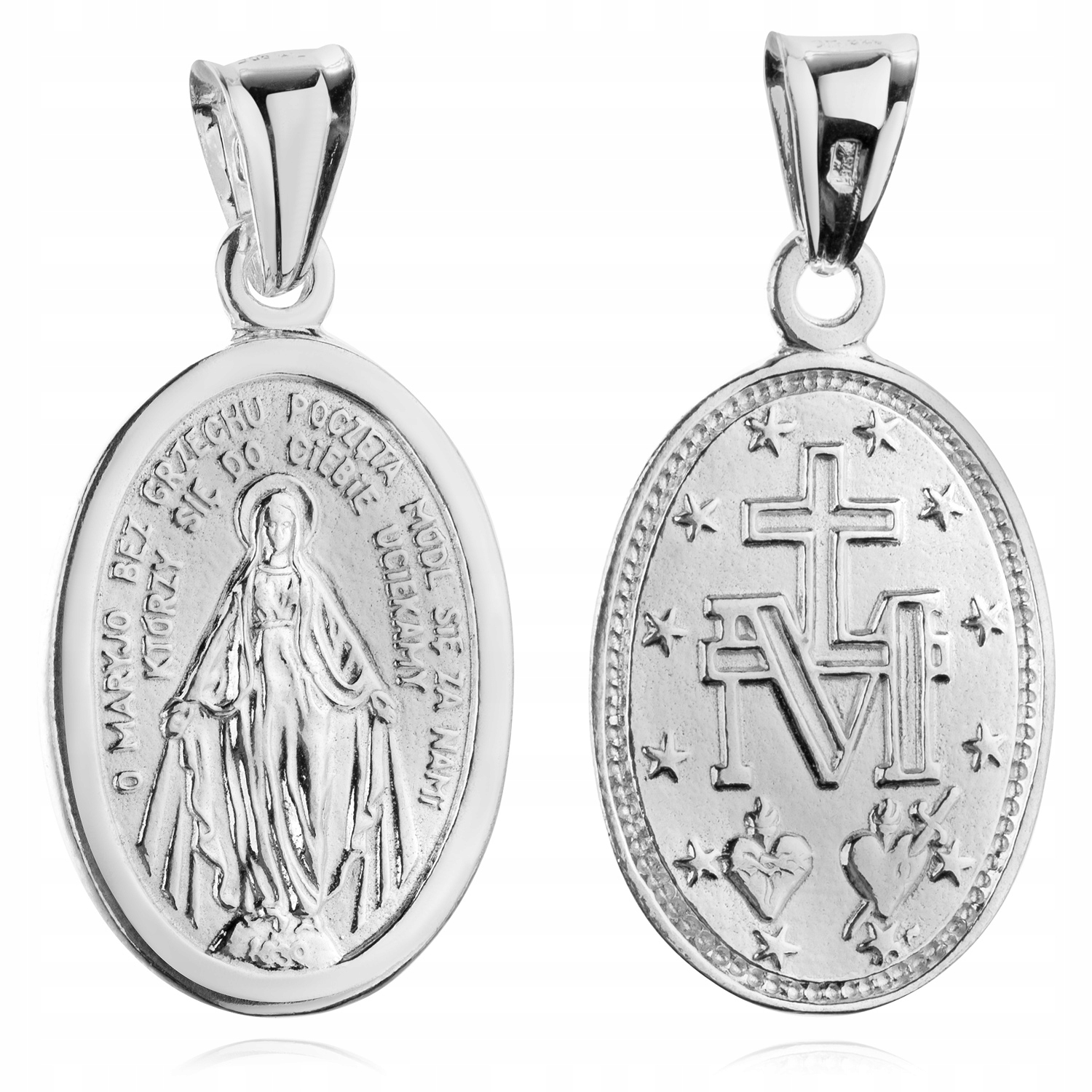 Úžasný Stříbrný Medailon Matka Boží Neposkvrněný