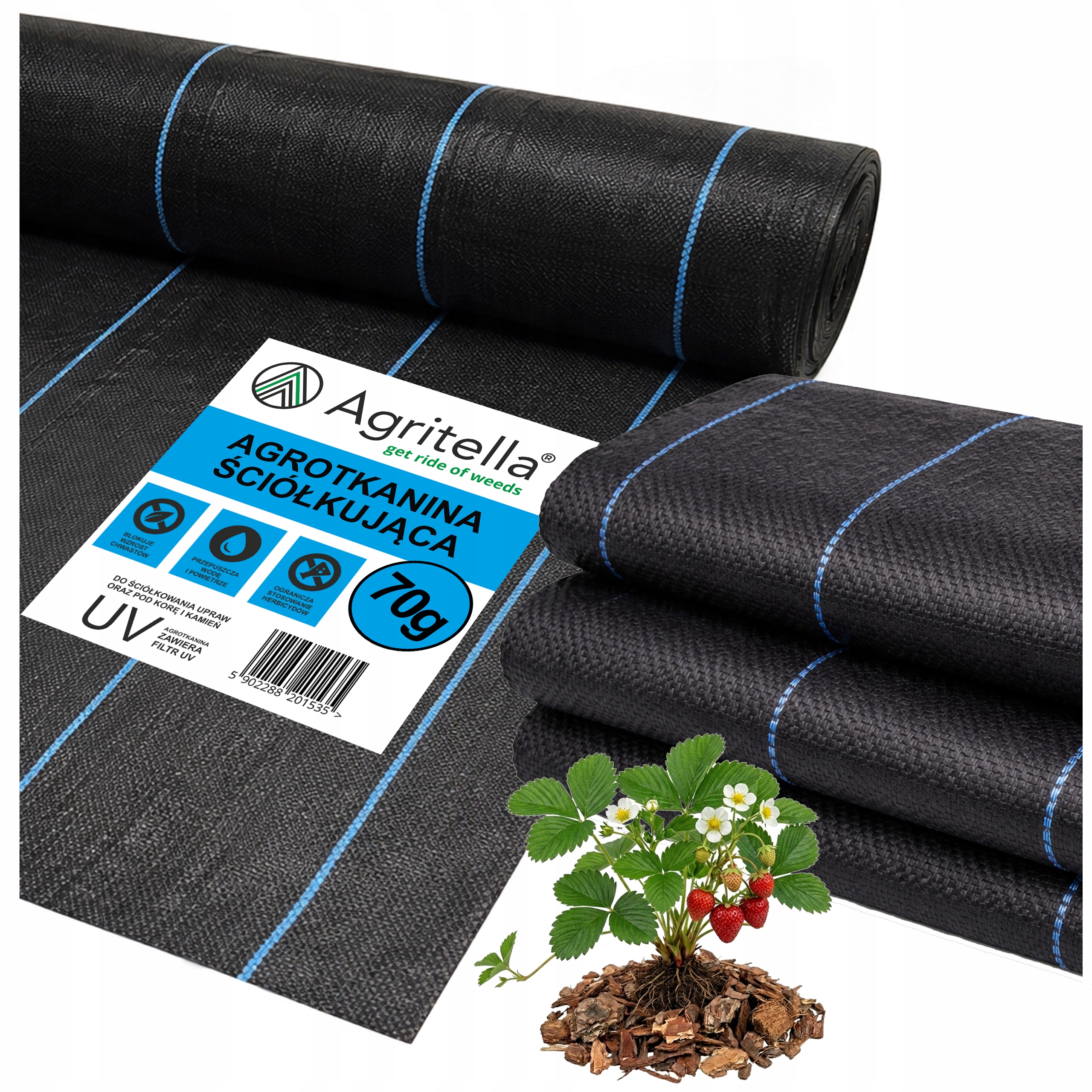 Agrotkanina 1,1x100m Mocna 70g Uv Agrowłóknina Mata Na Chwasty Ściółkująca