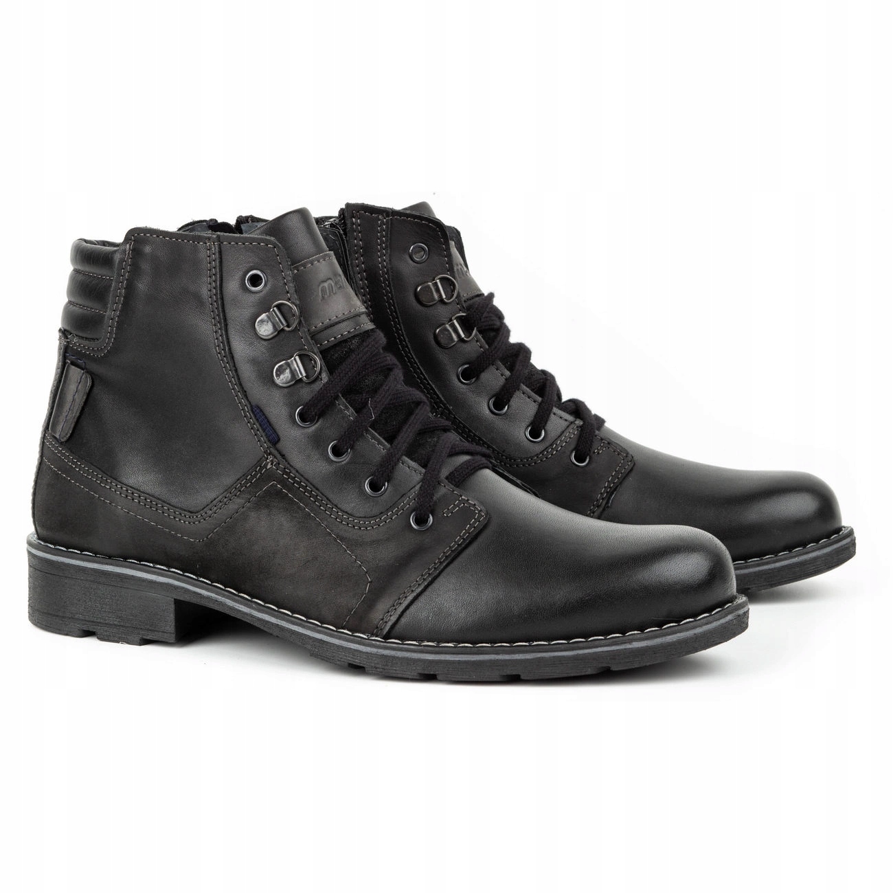 Buty męskie zimowe TRZEWIKI skóra 323MP CZARNY 43 Rozmiar 43