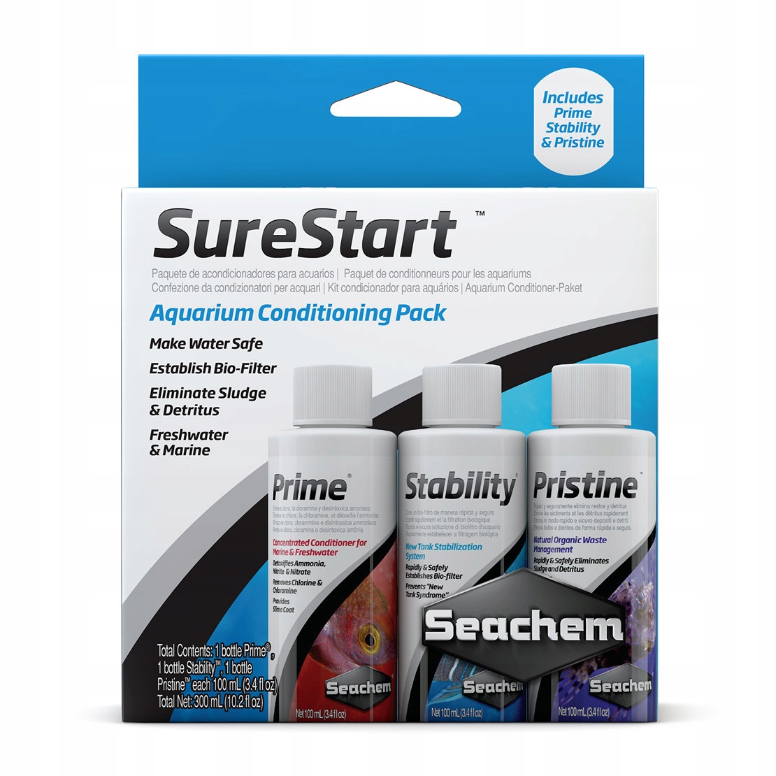 Startovací Sada Pro Akvárium Seachem Sure Start Pack 3X100ML Bakterie