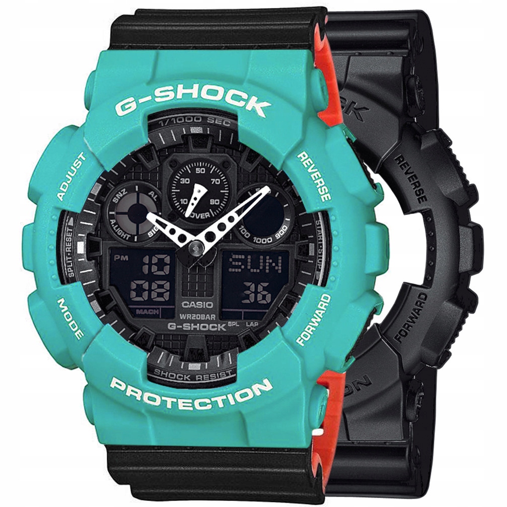 Set G-shock GA-100-1A1ER Zelená Černá, Červená