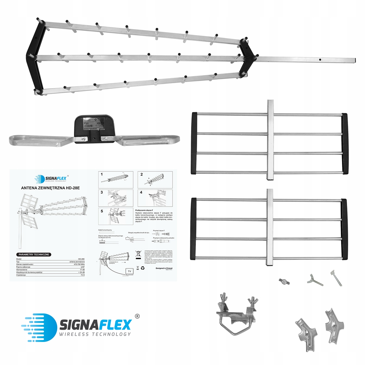 ANTENA DVB-T2 KIERUNKOWA MOCNA PASYWNA ZEWNĘTRZNA 4k MUX UHF HD 470-862 MHz Marka Inna