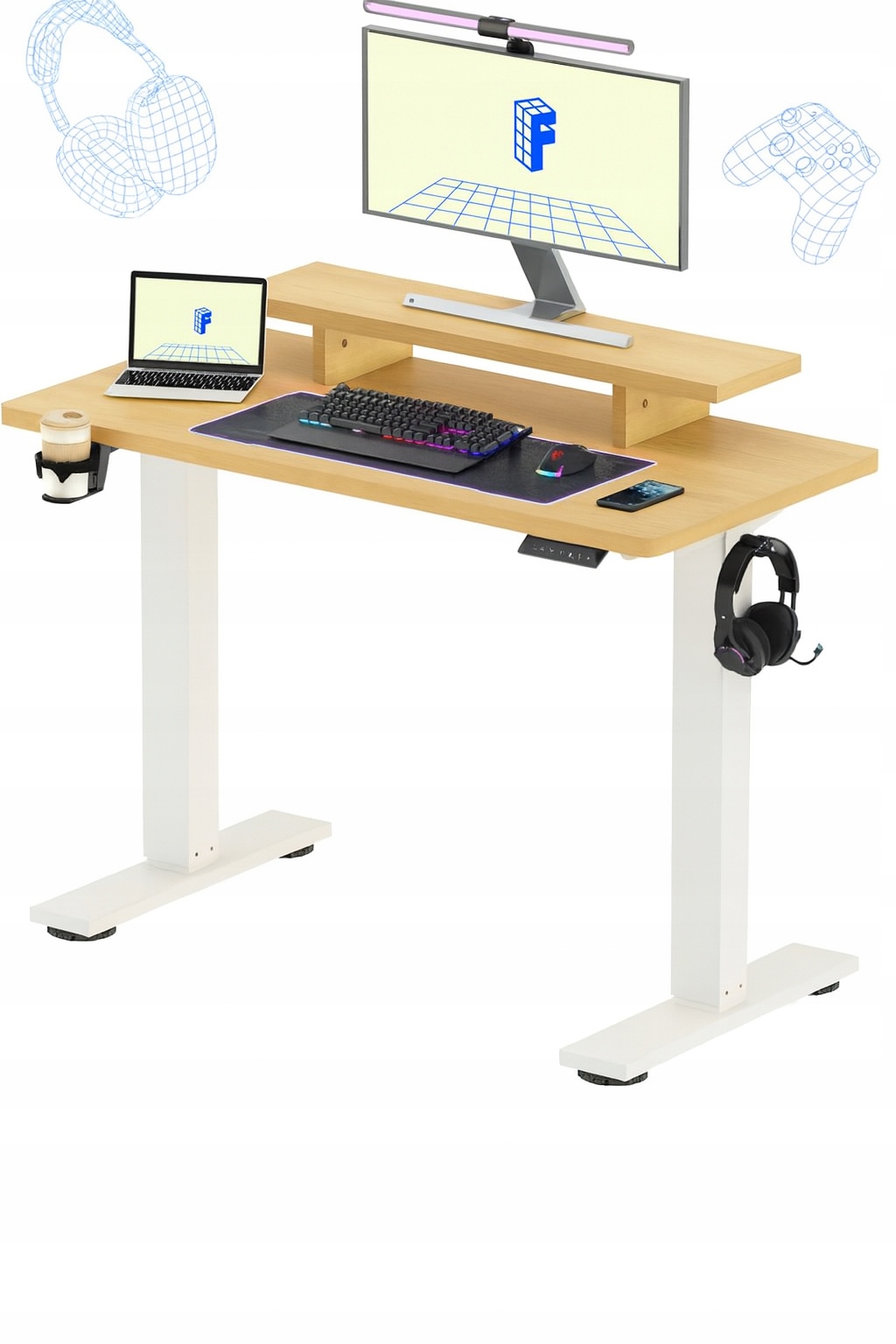 Stojací stôl Flexispot javor 120×60 cm, elektrický, nastaviteľný