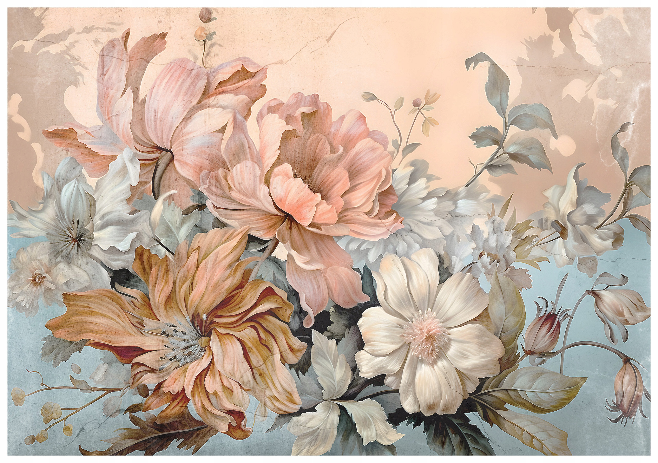 Fototapeta Květiny vintage akvarely pivoňky Růžová vinylová 368x254 lepidlo