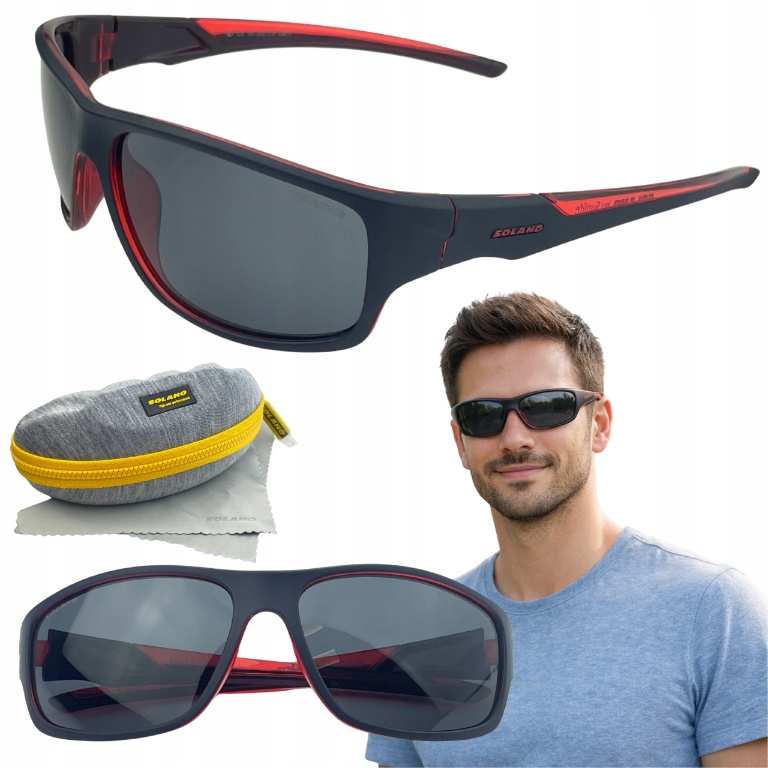 Okulary Przeciwsłoneczne Męskie Polaryzacja UV400 Premium Etui Solano