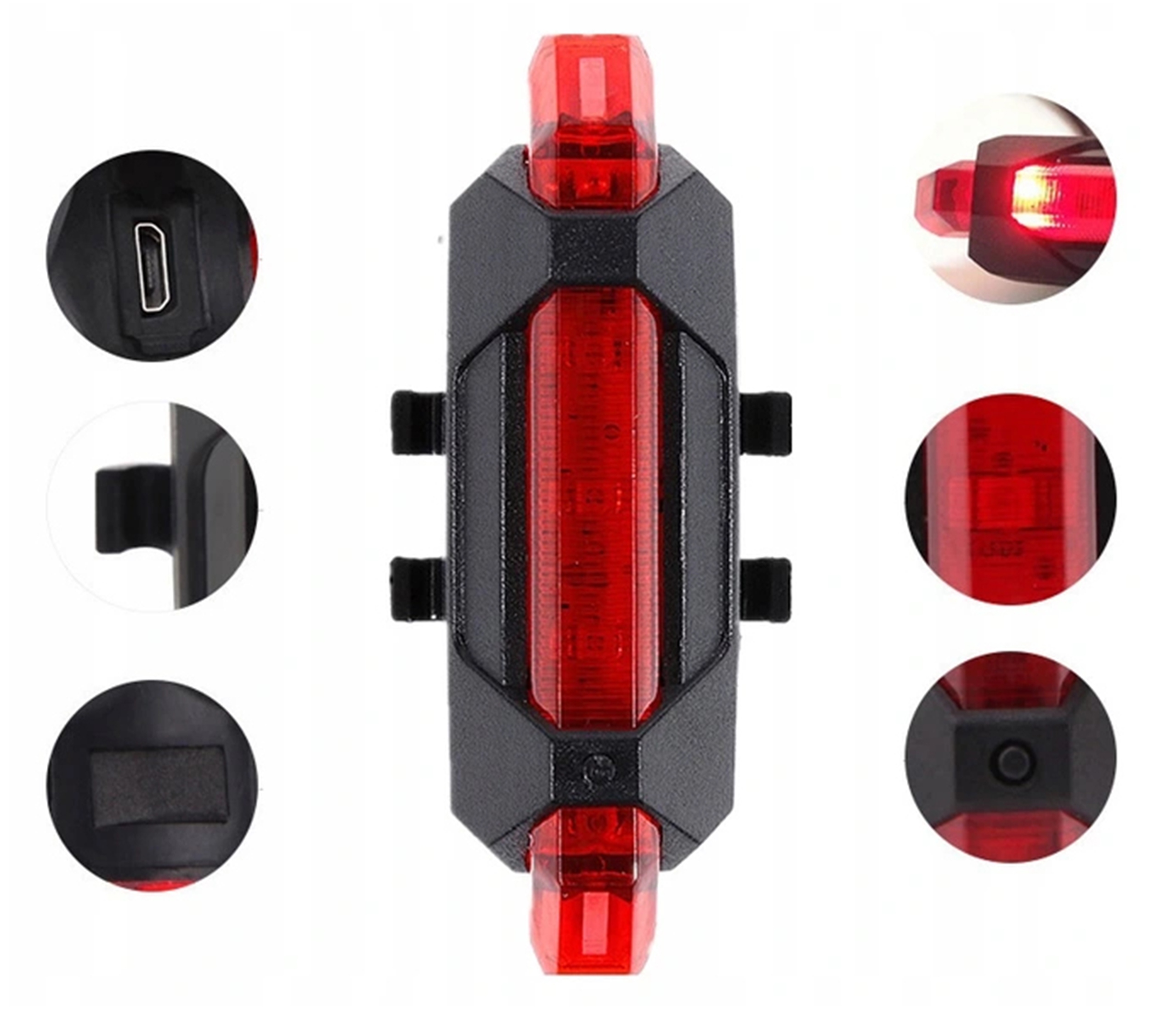 ZESTAW LAMPEK ROWEROWYCH LED PRZÓD I TYŁ DO ROWERU + USB LAMPKI ROWEROWE Źródło światła dioda LED