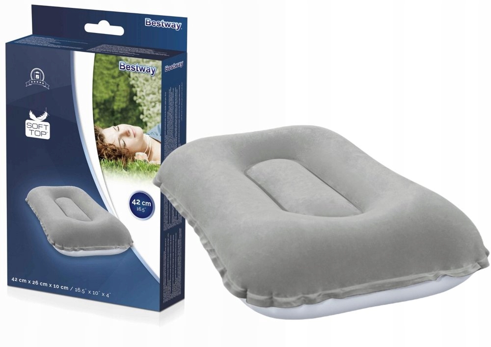 

Dmuchana Poduszka Welurowa 42 cm Bestway Szara