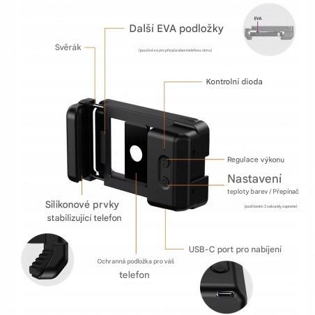 Apexel APL-FL23M15 15× makroobjektiv pro mobilní telefony s Led osvětlením