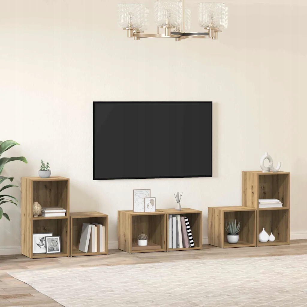 vidaXL Sestava Tv skříněk 6 pcs Artisanový dub kompozitní dřevo