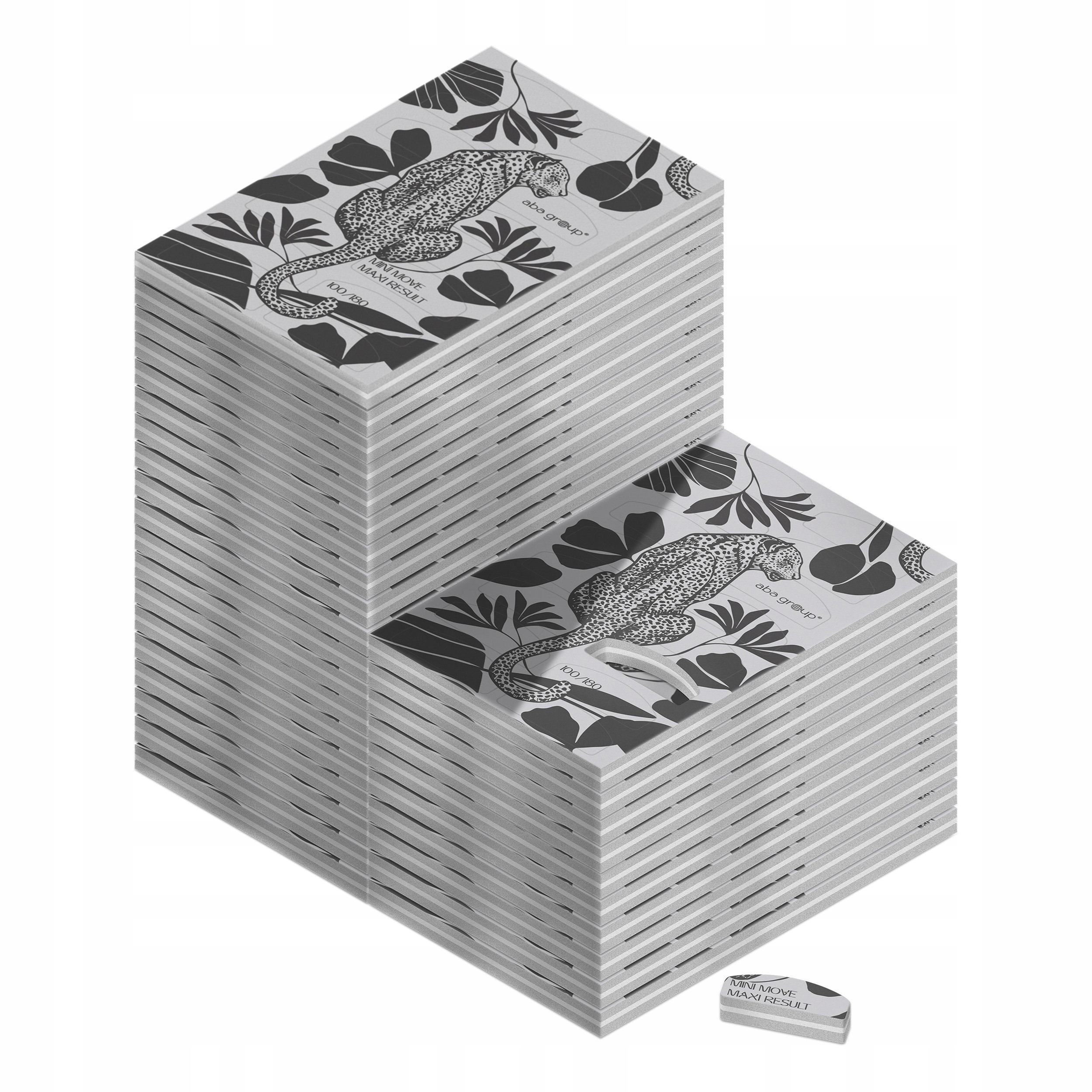 Mini leštičky na nehty Půlměsíc Leopard 100/180 Aba Group 30x16 kusů